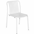 Bfm Seating BFM Key West White Vertical Slat Powder Coated Aluminum Stackable Outdoor / Indoor Side Chair 163PHKWSCWH
